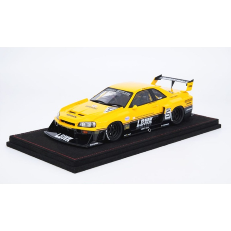 1/18 INNO NISSAN SKYLINE "LBWK" (ER34) SUPER SILHOUETTE  Yellow comes with display cover and based