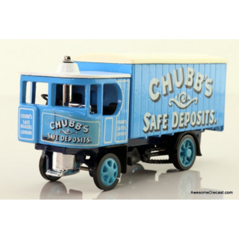 1929 Garrett Steam Wagon Chubbs Safe Deposits, Blue 1:43 Diecast Model Truck by Matchbox