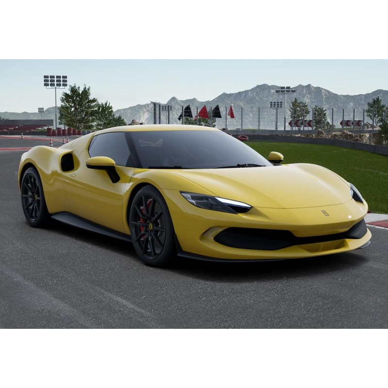 Ferrari 296 GTB - 1:18 (2021) Yellow Modena - Carbon Fiber Tyres -Limited Edition 96 pcs - With Showcase - BBR