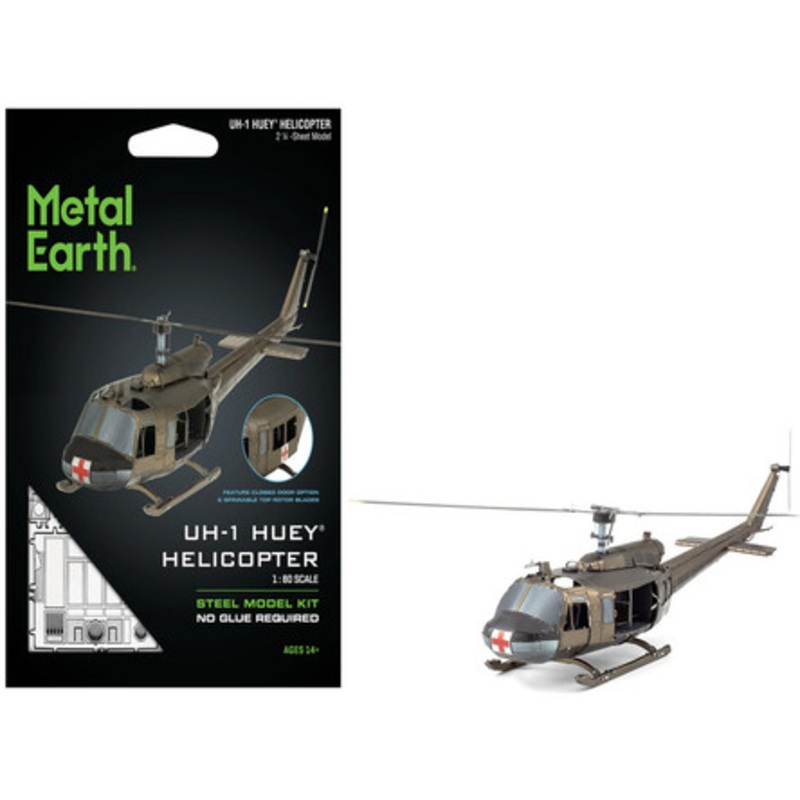 Model Kit Bell UH-1 Iroquois Helicopter "Huey" United States Army (Moderate Difficulty) Steel Model by Metal Earth