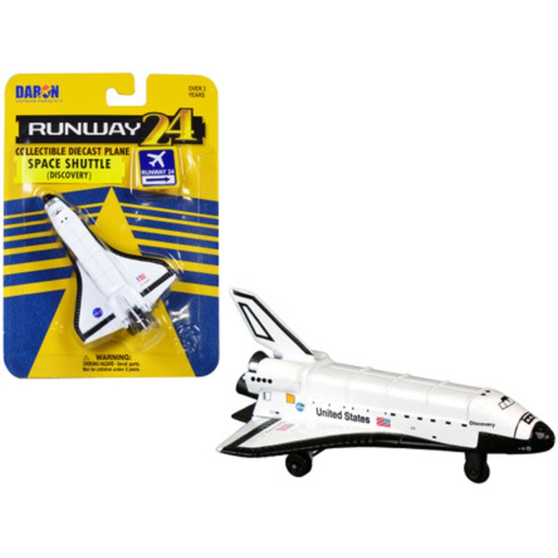 NASA "Discovery" Space Shuttle White "United States" with Runway 24 Sign Diecast Model Airplane by Runway24