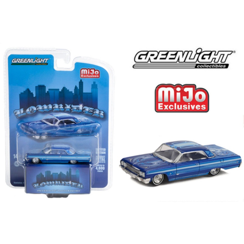 1/64 Greenlight Lowrider 1964 Chevrolet Impala SS Blue Diecast Car Model