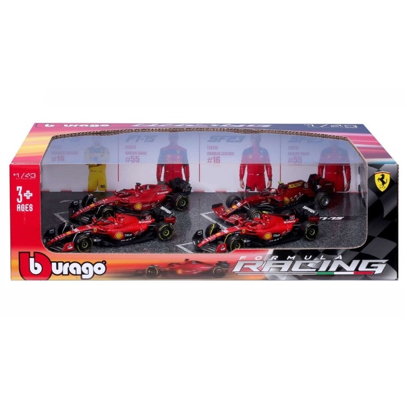 Ferrari - Set F1 x4 1:43 - SF-23 n16 (2023) C.Leclerc - n55 Pole Position 3rd MONZA ITALY GP (2023) C.Sainz - F1-75 n16 2nd Monza Italy GP (2022) C.Leclerc - n 55 (2022) C.Sainz - Bburago