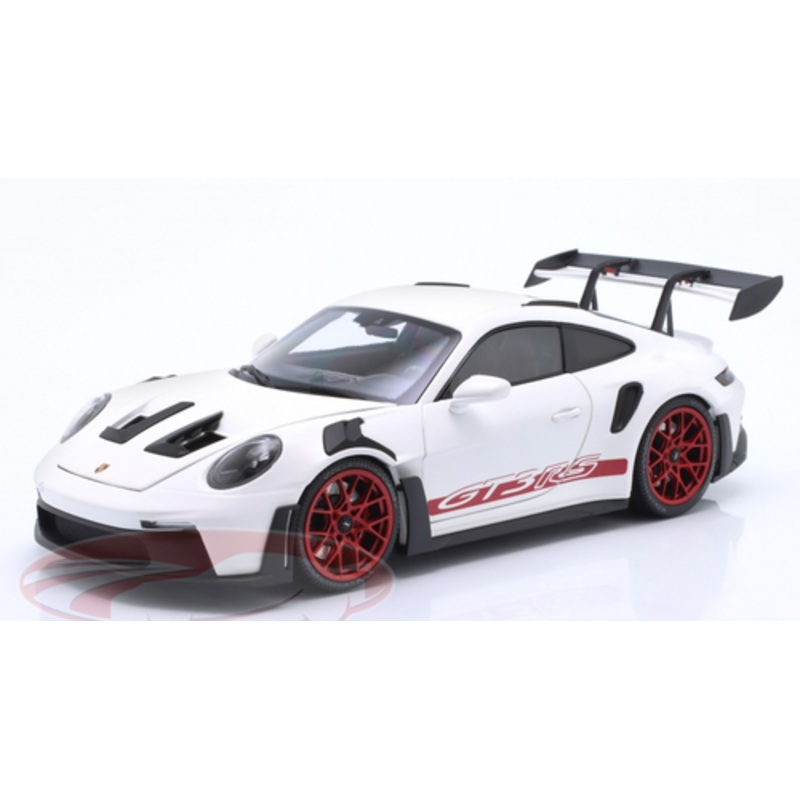 1/18 Minichamps 2022 Porsche 911 (992) GT3 RS (White with Red Wheels) Diecast Car Model