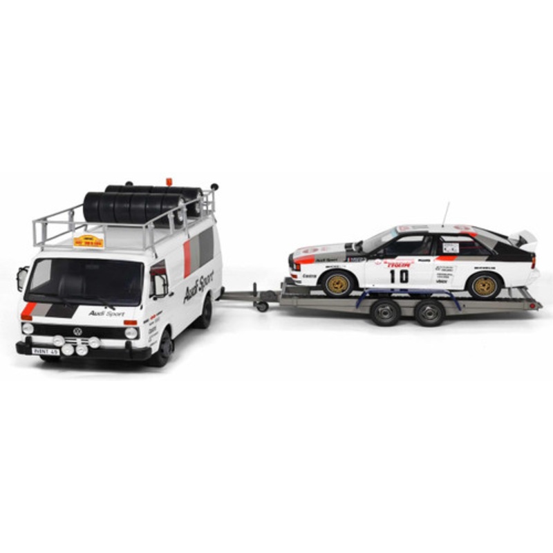 1/18 OTTO 3-Car Set 1983 Rallye Tour de Corse Audi Quattro A2 & VW LT35 with Trailer Models