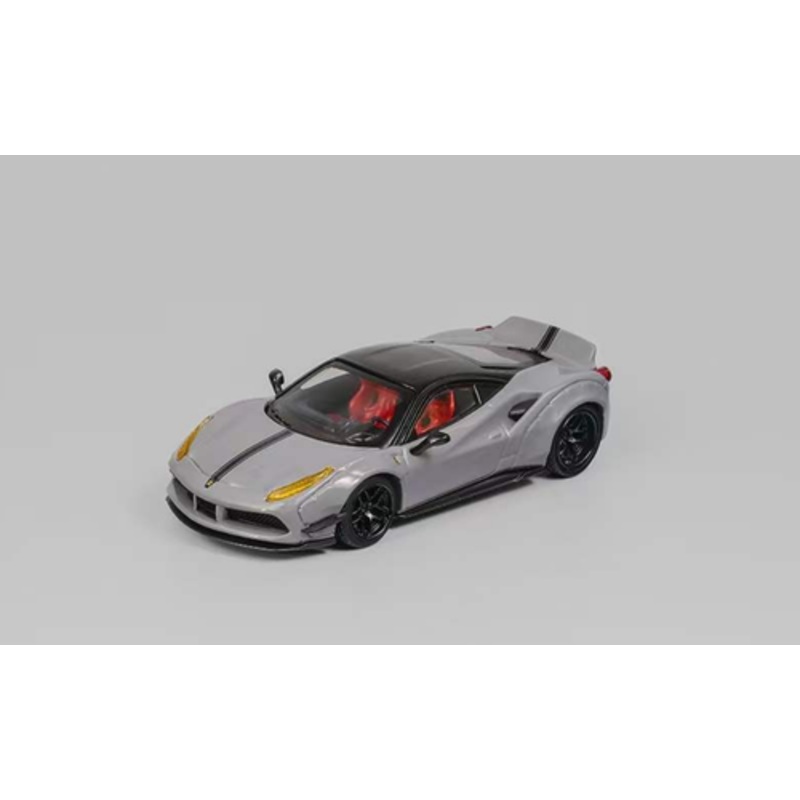 1/64 CM Model Ferrari 488 LBWK with Duck Wing (Cement Grey) Diecast Car Model
