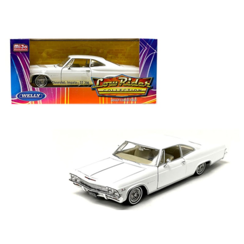 1965 Chevrolet Impala SS 396 Lowrider White "Low Rider Collection" 1/24 Diecast Model Car by Welly