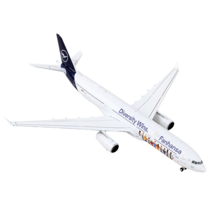 Airbus A330-300 Commercial Aircraft "Lufthansa - Fanhansa Diversity Wins" White with Blue Tail 1/400 Diecast Model Airplane by GeminiJets