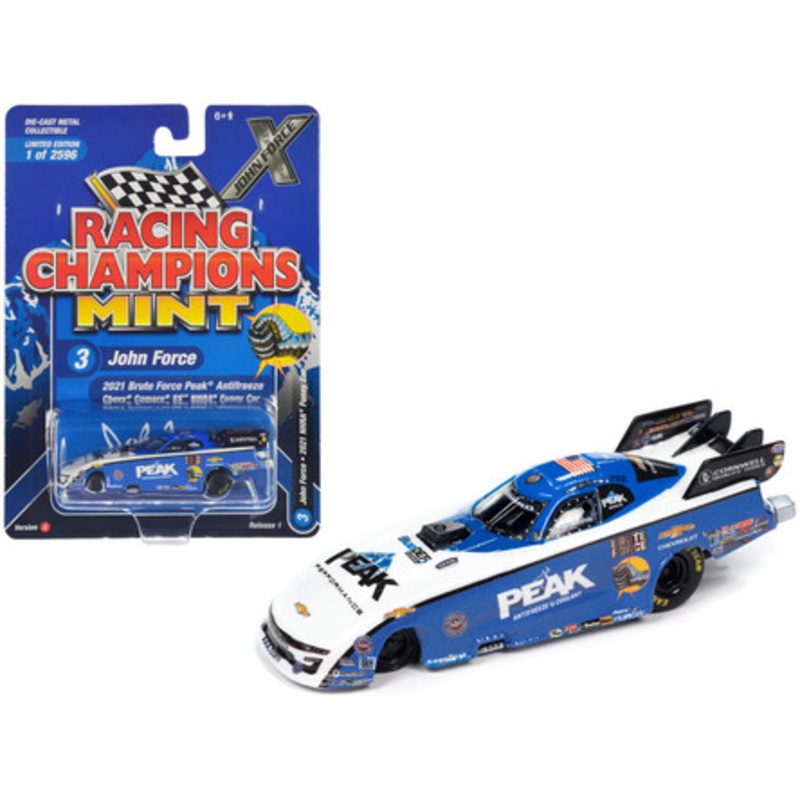 Chevrolet Camaro SS NHRA Funny Car John Force "Brute Force Peak" (2021) "John Force Racing" "Racing Champions Mint 2023" Release 1 Limited Edition to 2596 pieces Worldwide 1/64 Diecast Model Car by Racing Champions