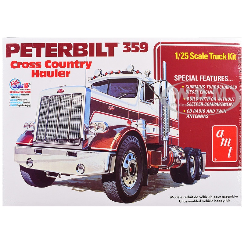 Skill 3 Model Kit Peterbilt 359 "Cross Country Hauler" 1/25 Scale Model by AMT
