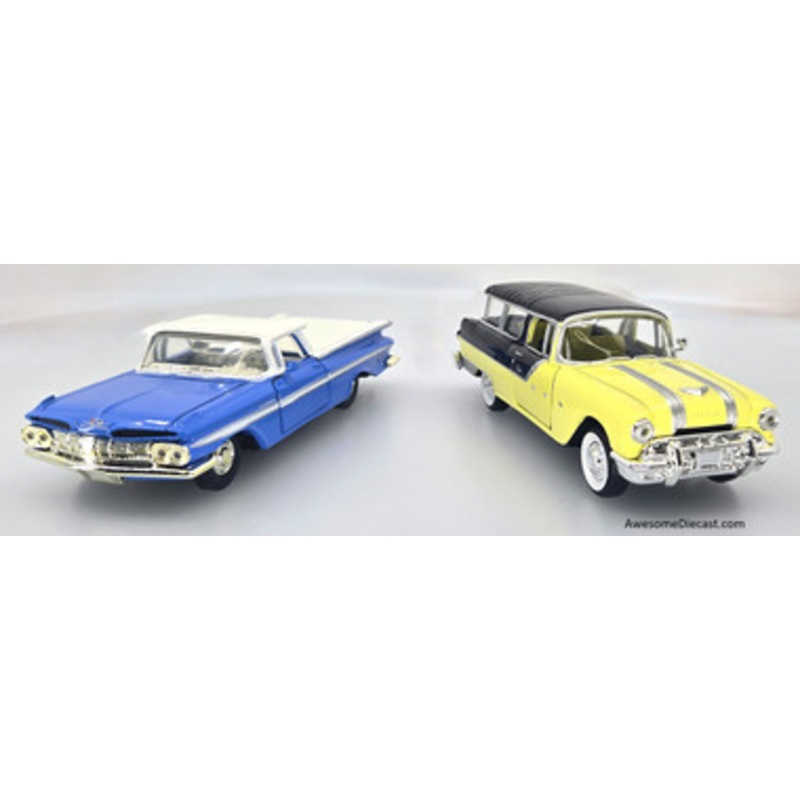 1959 Pontiac Safari & 1959 Chevrolet El Camino 2-Pack - 1:43 Diecast Car Model by Road Champs