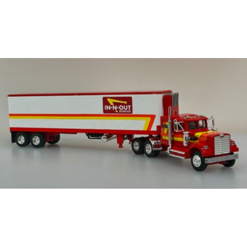 White Western Star 4900 w/ 36'' Vintage Sleeper / 40' Vintage Refrigerated Trailer: IN-N-OUT Burger 1:64 Diecast Truck Replica by DCP by First Gear