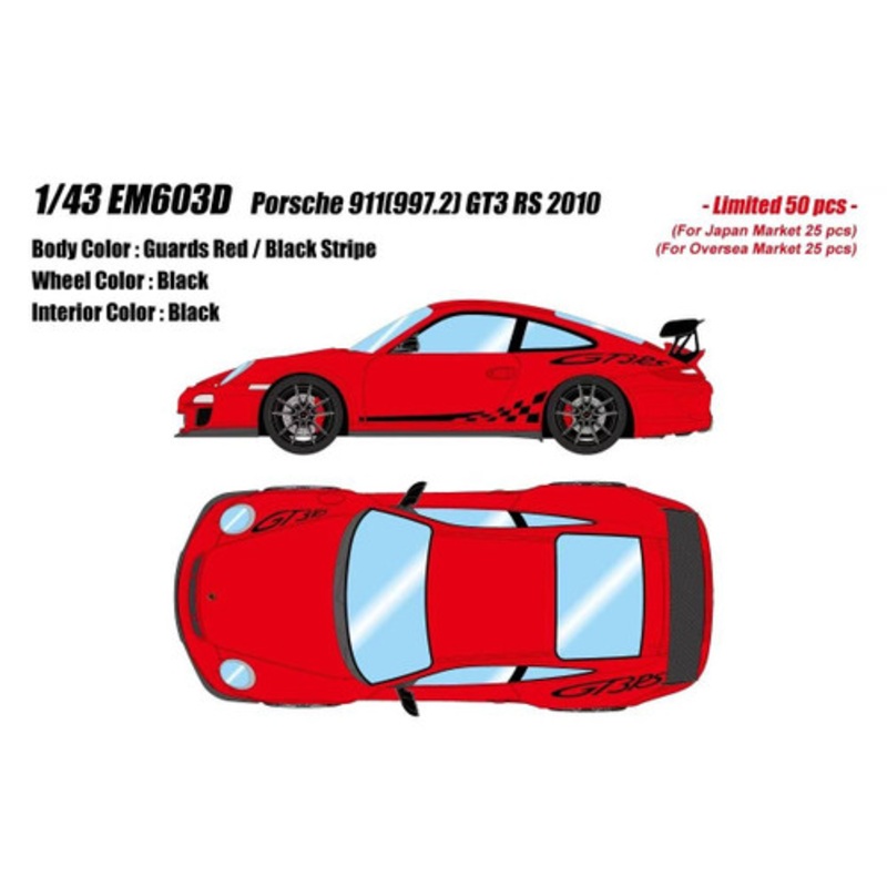 1/43 Makeup 2010 Porsche 911 (997.2) GT3 RS (Guards Red with Black Stripe) Car Model