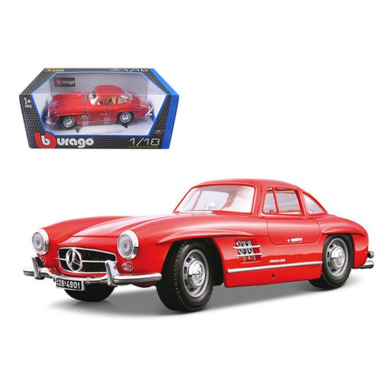 1954 Mercedes Benz 300SL Gullwing Red 1/18 Diecast Model Car by Bburago