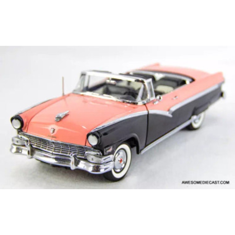 1956 Ford Fairlane Sunliner Convertible - Sunset Coral/Black 1:24 Diecast Model by Danbury Mint