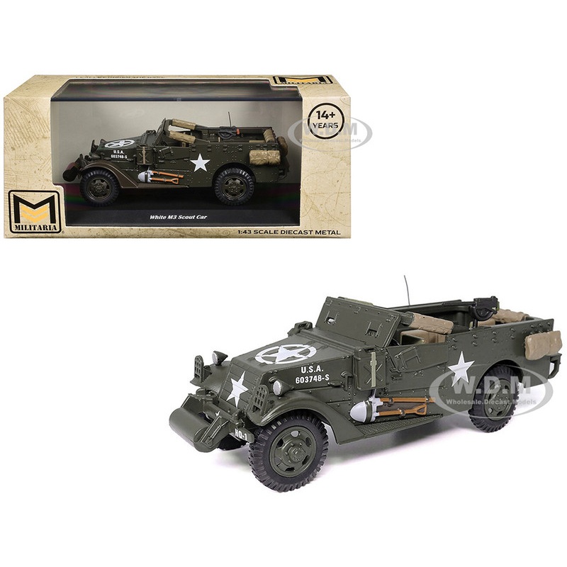 White M3 Scout Car Olive Drab "United States Army" 1/43 Diecast Model by Militaria Die Cast