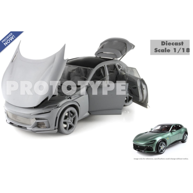 1/18 BBR Ferrari Purosangue with Black Roof (Green Dora) Diecast Car Model with Luxury Package