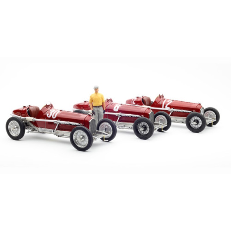 1/18 CMC 3-Car Set 1932 Formula 1 Winner Set Tazio Nuvolari Alfa Romeo P3 Winner GP Frane #12, Winner Coppa Ciano #30, Winner Coppa Acerbo #8 Diecast Car Models