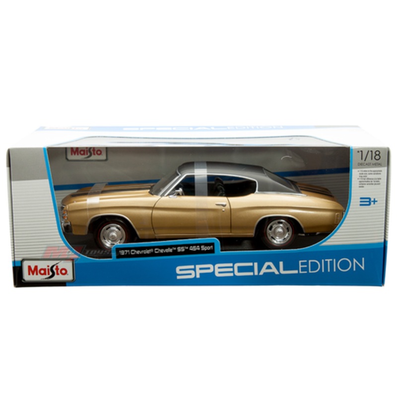 1/18 Maisto 1971 Chevrolet Chevelle SS 454 Sport (Metallic Gold with Black Top) Diecast Car Model