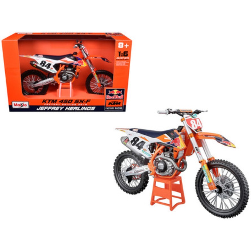 1/6 Maisto KTM 450 SX-F Factory Edition 2018 Jeffrey Herlings #84 Red Bull KTM Factory Racing Diecast Model