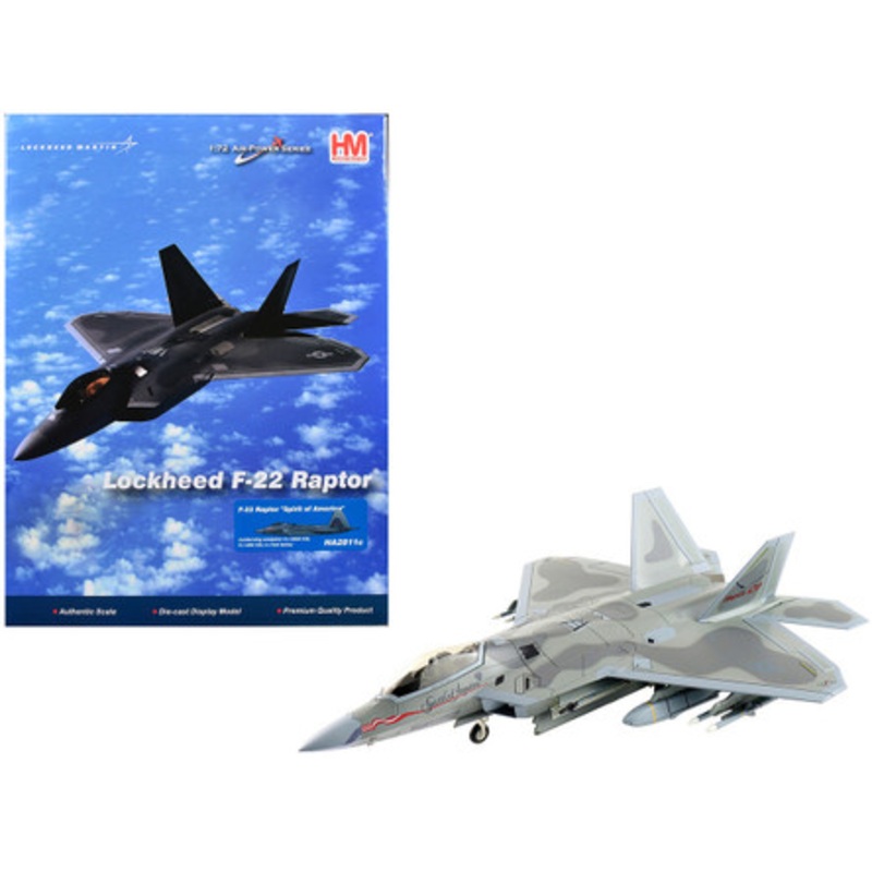 1/72 Hobby Master F-22 Raptor "Spirit of America" (underwing weapons: 2 x AGM-158, 8 x AIM-120, 2 x fuel tanks) Diecast Model