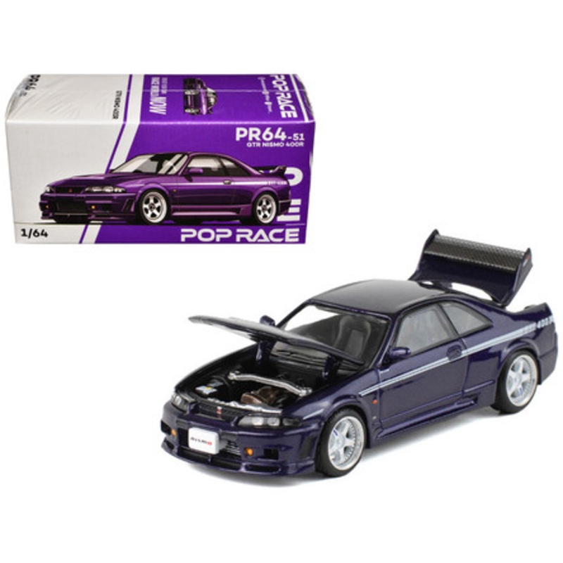GTR Nismo 400R RHD (Right Hand Drive) Purple Metallic 1/64 Diecast Model Car by Pop Race