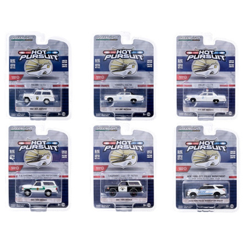 "Hot Pursuit" Set of 6 Police Cars Series 35 1/64 Diecast Model Cars by Greenlight