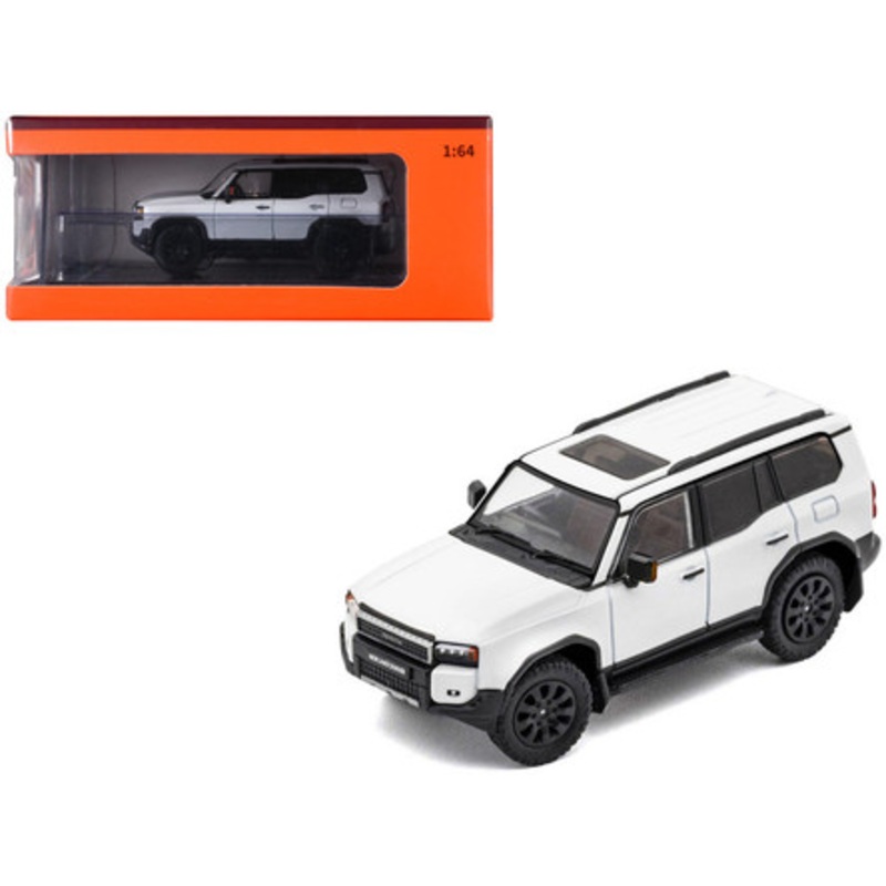 OPEN BOX Toyota Land Cruiser Prado 250 White Metallic 1/64 Diecast Model Car by GCD