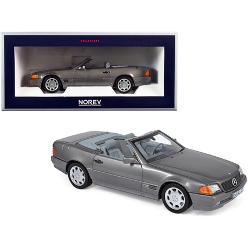 1989 Mercedes Benz 500SL Convertible Gray Metallic 1/18 Diecast Model Car by Norev