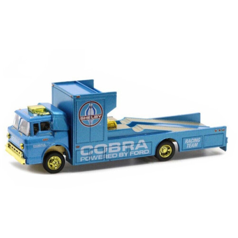 CHASE CAR 1966 Ford C-950 Ramp Truck Guardsman Blue Metallic "Shelby Cobra Racing Team" Limited Edition to 8250 pieces Worldwide 1/64 Diecast Model Car by M2 Machine