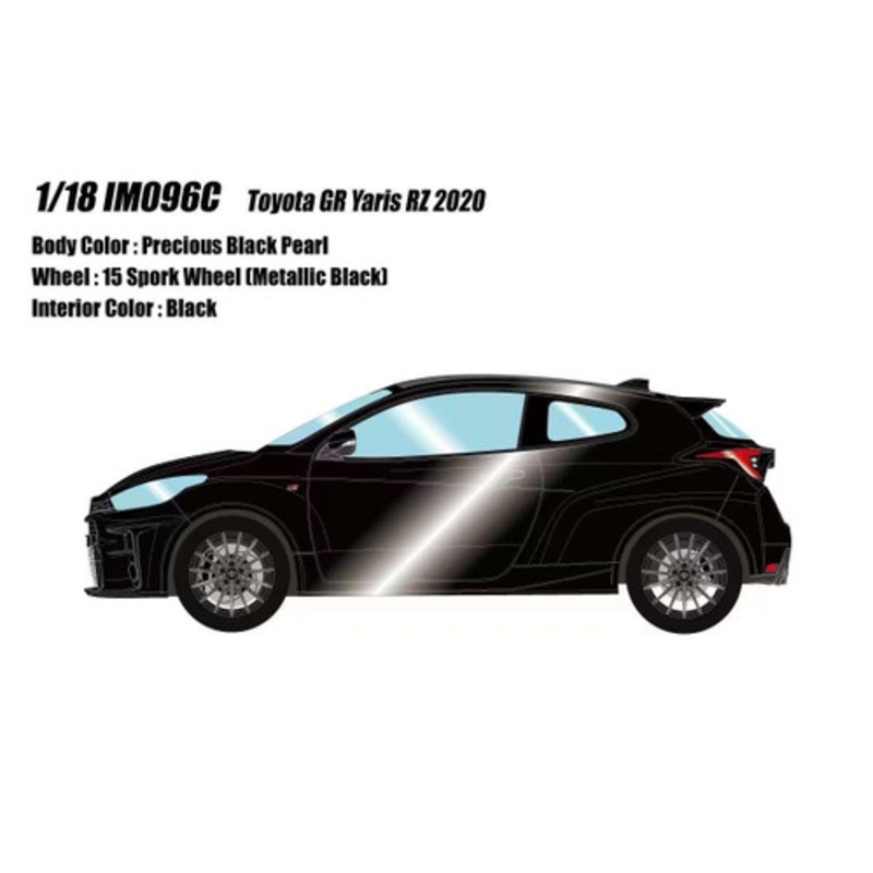 1/18 Make Up 2020 Toyota GR Yaris RZ (Precious Black Pearl with Metallic Black 15 Spork Wheels) Resin Car Model