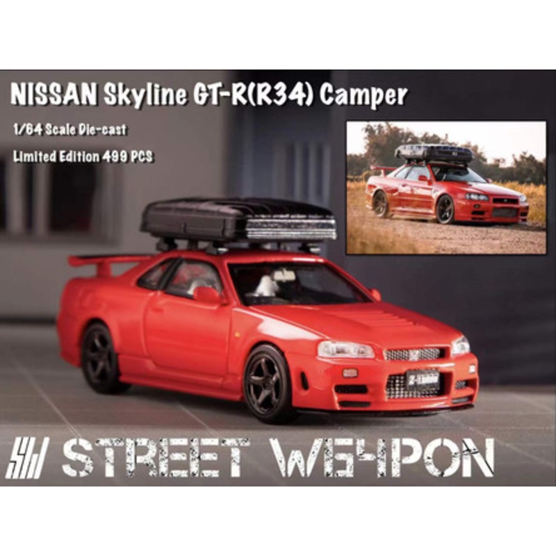 1/64 Street W64pon SW Nissan Skyline GT-R R34 Camper (Red) Diecast Car Model