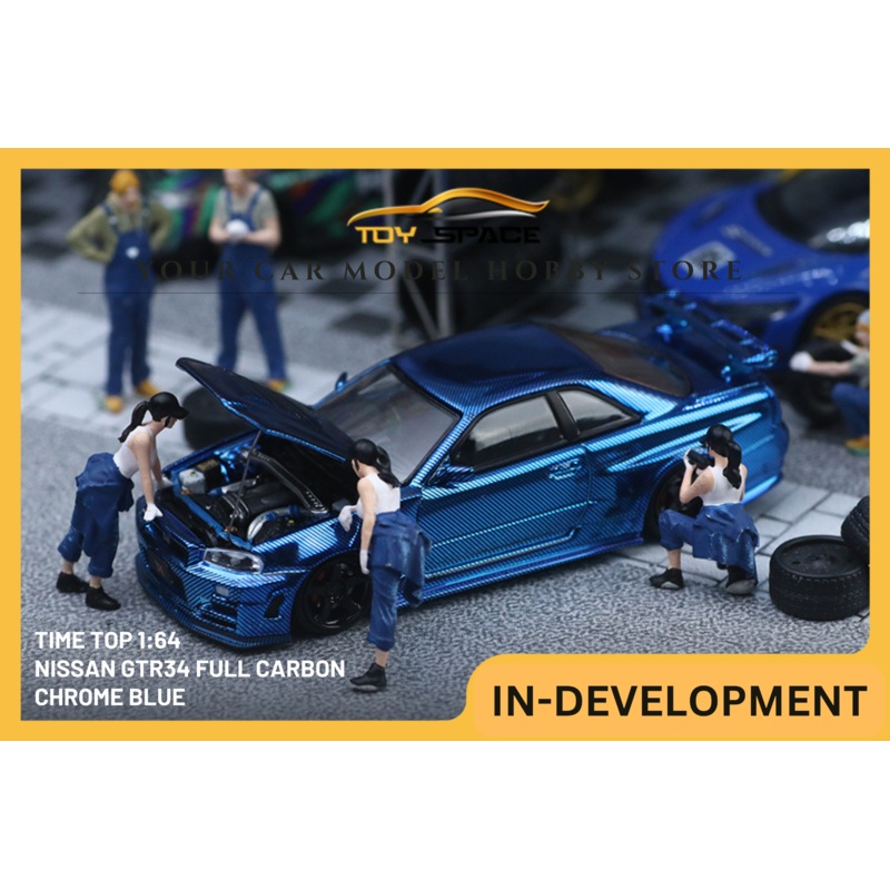 [TIME TOP] 1:64 Nissan GTR34 Full Carbon Chrome Blue