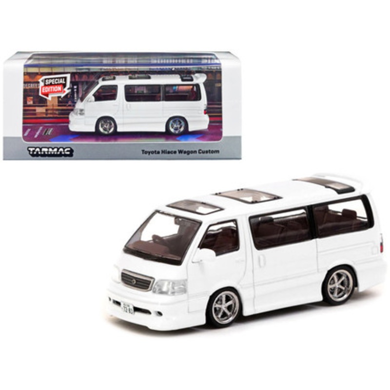 1/64 Tarmac Works Toyota Hiace Wagon Custom (White) Special Edition Diecast Car Model