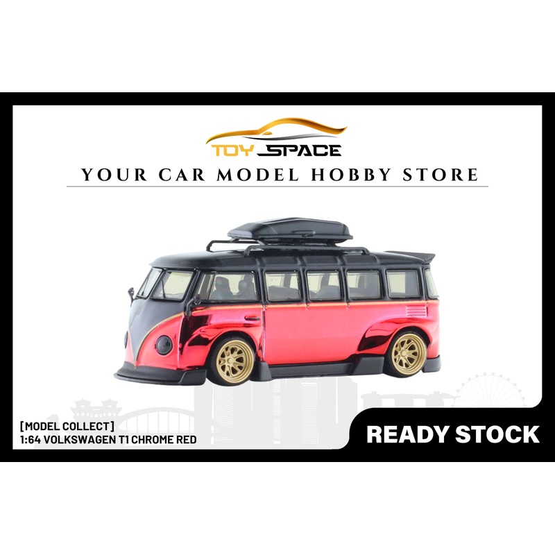 [MODEL COLLECT] 1:64 Volkswagen T1 Chrome Red