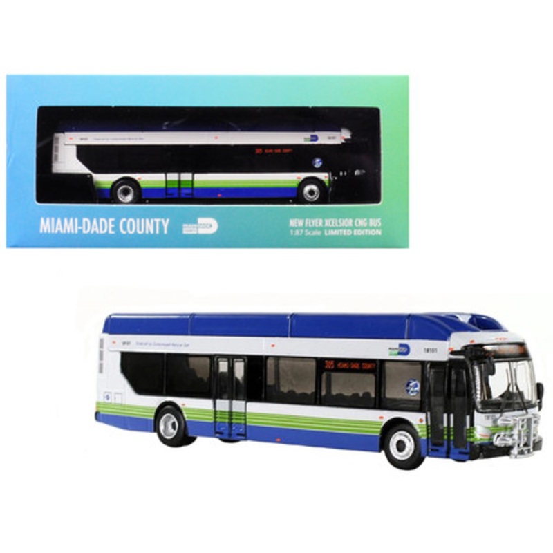 1/87 IR Iconic Replicas New Flyer Xcelsior CNG Transit Bus "305 Miami-Dade County" Diecast Car Model