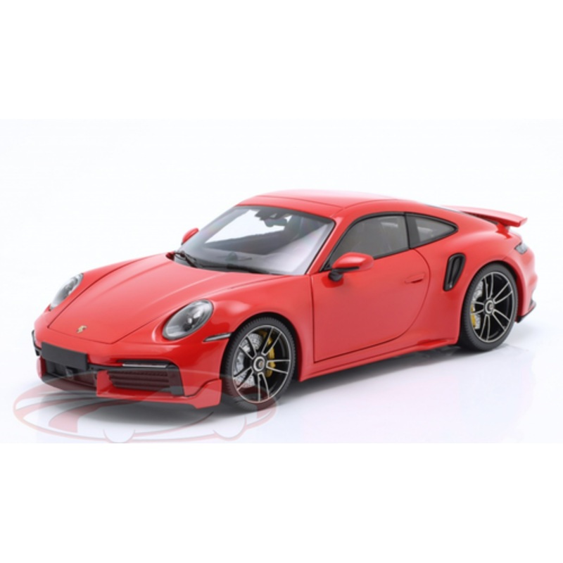 1/18 Minichamps 2021 Porsche 911 (992) Turbo S Coupe Sport Design (Guards Red) Diecast Car Model