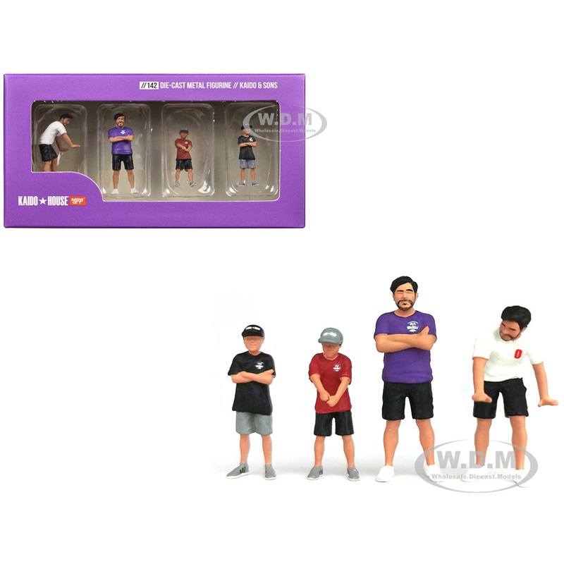 "Kaido and Sons V2" 4 Piece Diecast Figure Set "Kaido House" Special for 1/64 Scale Models by Mini GT