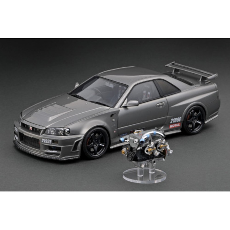 1/18 Ignition Model Nissan Skyline GT-R GTR R34 Nismo Omori Factory CRS Car Model With RB26 R2 Engine