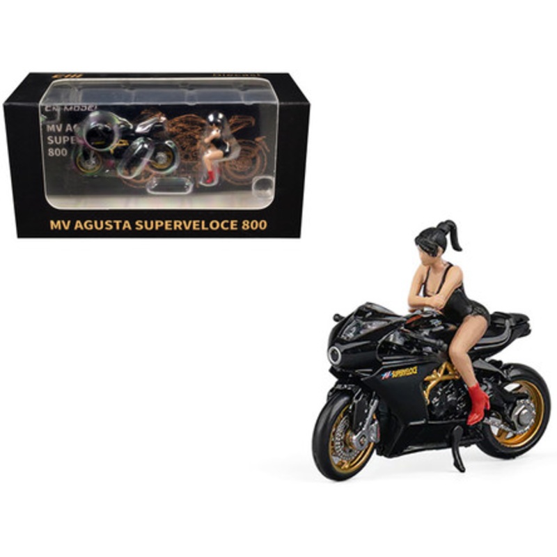 1/64 CM Model MV Agusta SV800 With Showgirl Figure (Black) Diecast Model