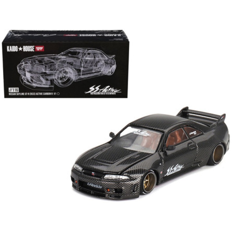 1/64 Kaido House x Mini GT Nissan Skyline GT-R (R33) Active Carbon R Diecast Car Model