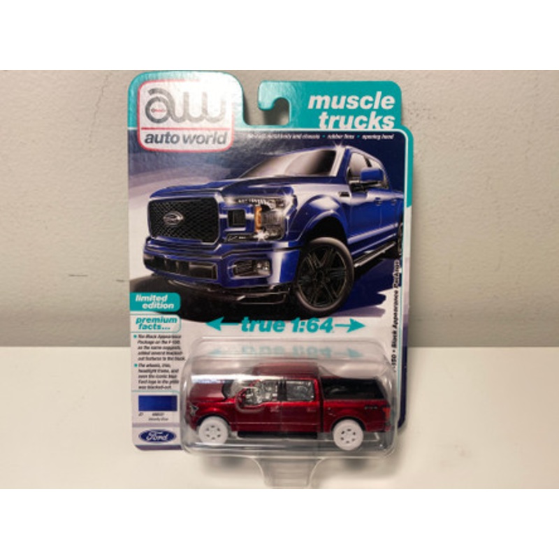 CHASE CAR 1/64 Auto World 2020 Ford F-150 FX4 Black Appearance Package Pickup Truck (Chrome Red with White Wheels) Diecast Car Model