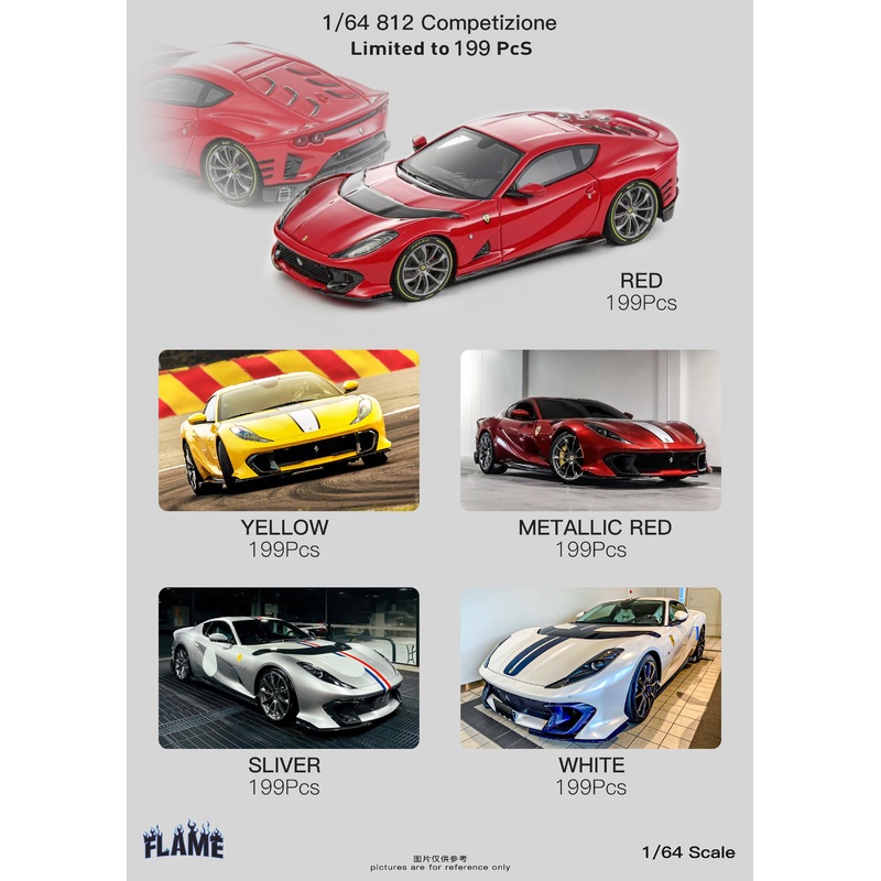 [Preorder] Flame Model 1:64 Supercar 812C (5 Colors) Red