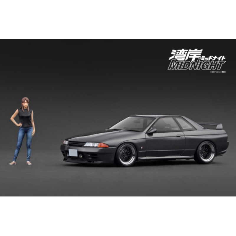 1/18 IG Ignition Model Nissan Skyline GT-R GTR R32 (Gun Metallic Grey) Midnight Reina's R with Ms.Reina Akikawa Figure