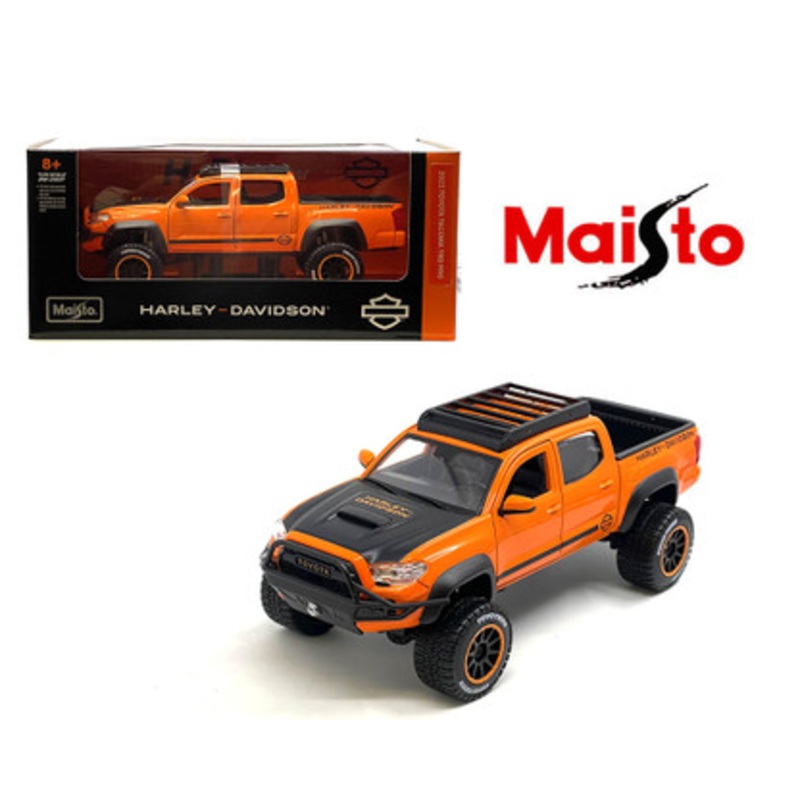 1/24 Maisto 2023 Toyota Tacoma TRD Pro (Black & Orange Two-Tone) Harley-Davidson Custom Diecast Car Model