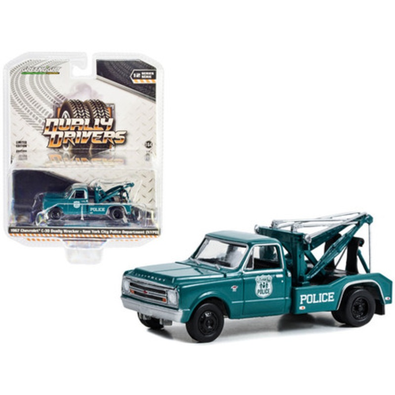 1967 Chevrolet C-30 Dually Wrecker Tow Truck Green "NYPD (New York City Police Department)" "Dually Drivers" Series 12 1/64 Diecast Model Car by Greenlight