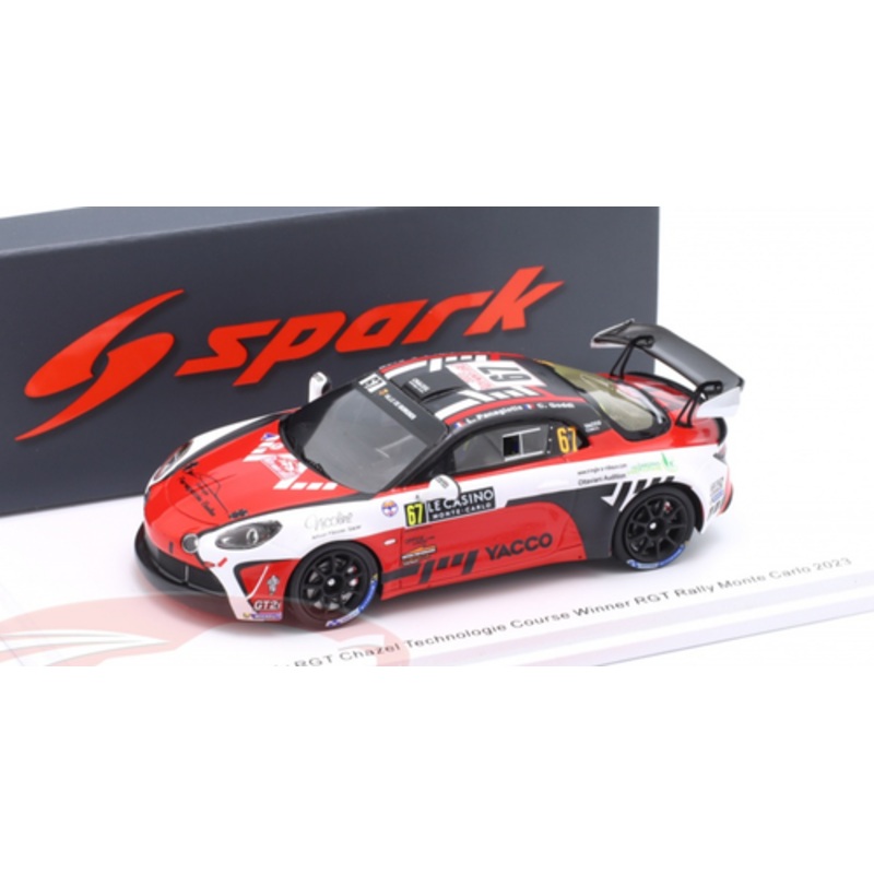 1/43 Spark Alpine A110 Rally RGT No.67 Chazel Technologie  Course Winner RGT Rally Monte Carlo 2023 L. Panagiotis - C. Goddi Car Model