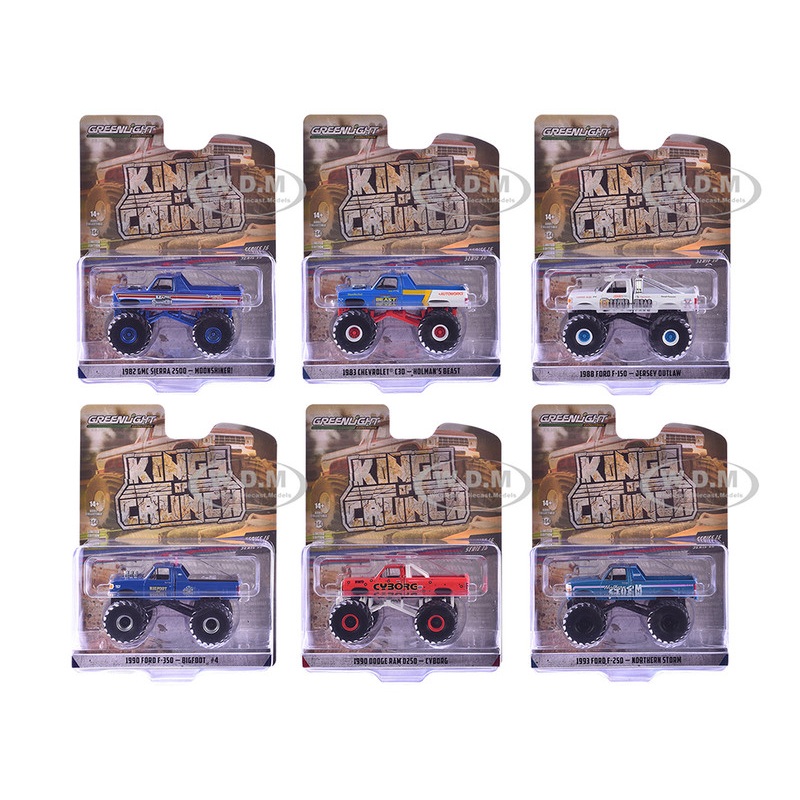 "Kings of Crunch" Series 16 Set of 6 Monster Trucks 1/64 Diecast Model Cars by Greenlight