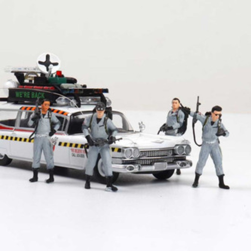 1/64 DBM 1959 Cadillac Ambulance Ecto-1 Ghostbusters Diecast Car Model with Figures (Grey)