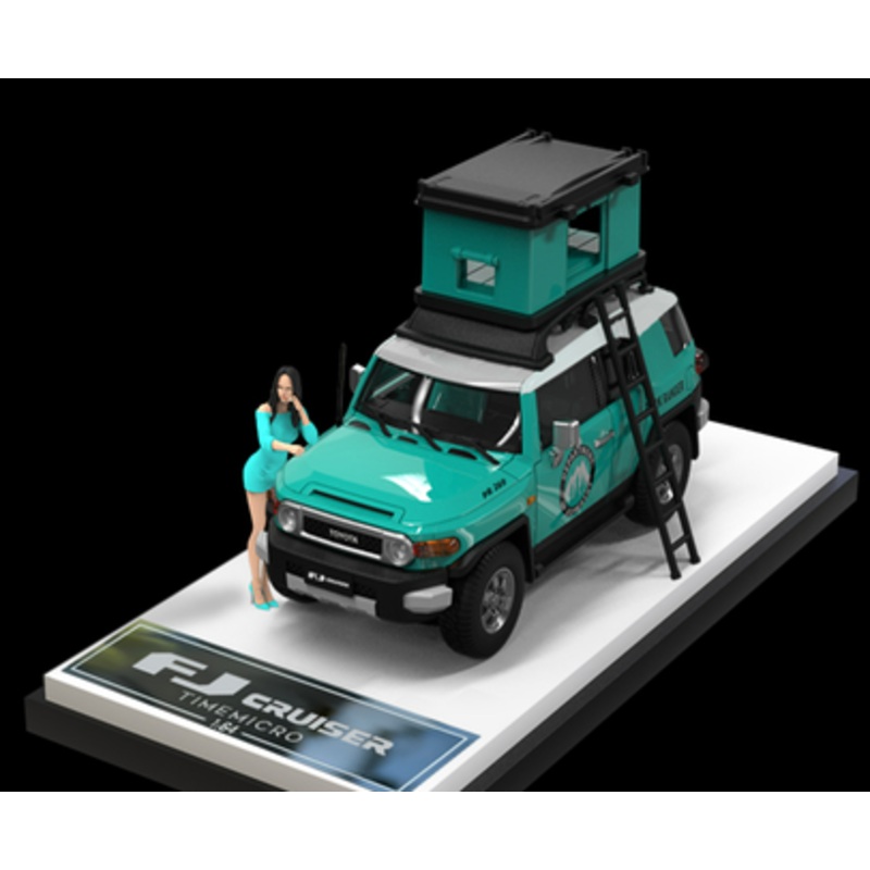 1/64 Time Micro Toyota Fuji Cruiser (Tiffany Blue) Elite Edition with Tent & Figure Car Model
